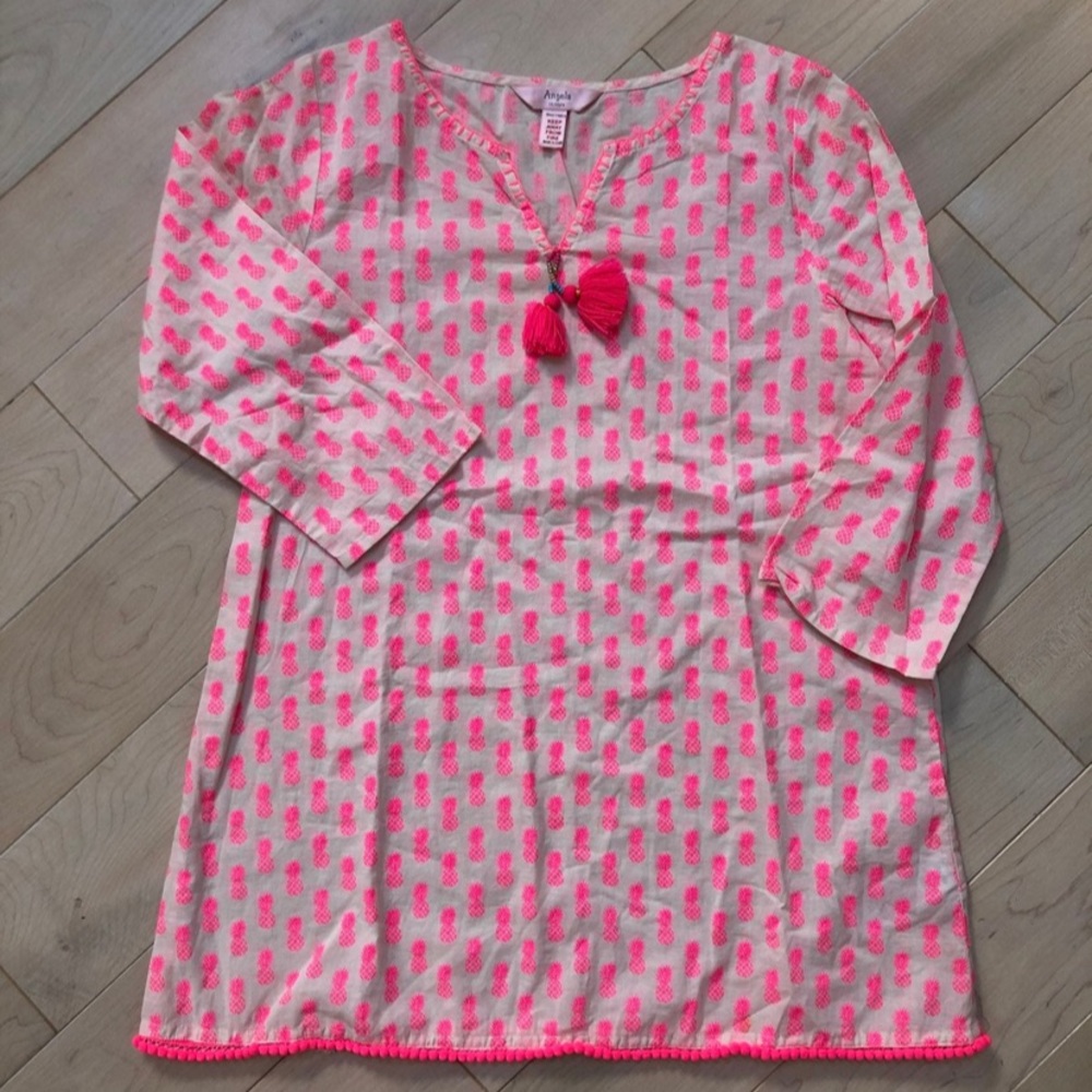 Angels soft cotton pineapple print dress beach cover girls 11-12